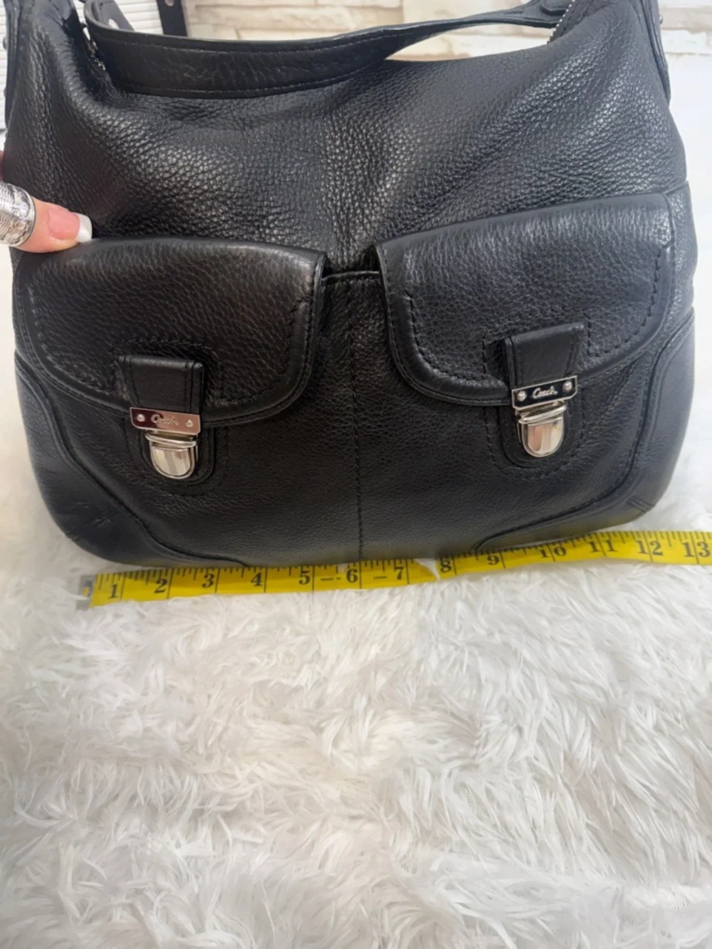 COACH Poppy Avery Pebbled Black Leather Boho Shoulder Bag - Picture 6 of 16